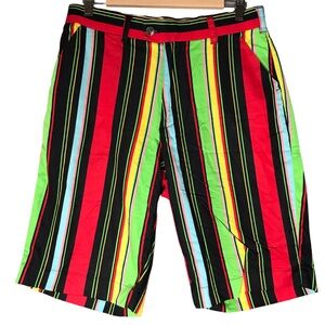 Loudmouth Golf Shorts Vertical Stripes Multicoloured Cotton Blend Men’s Waist 32